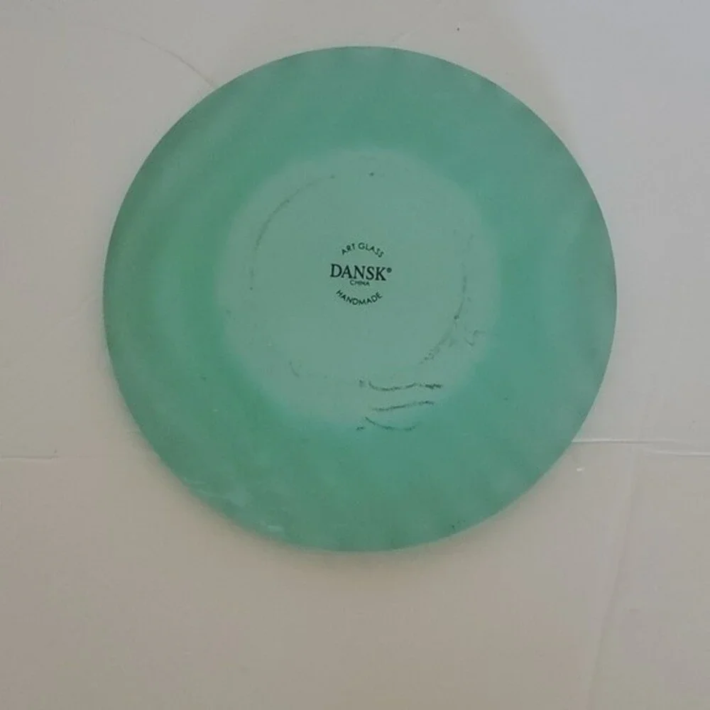 2 Dansk Art Glass Frosted Green Candle Holders Pair 6” | Scandinavian Modern
